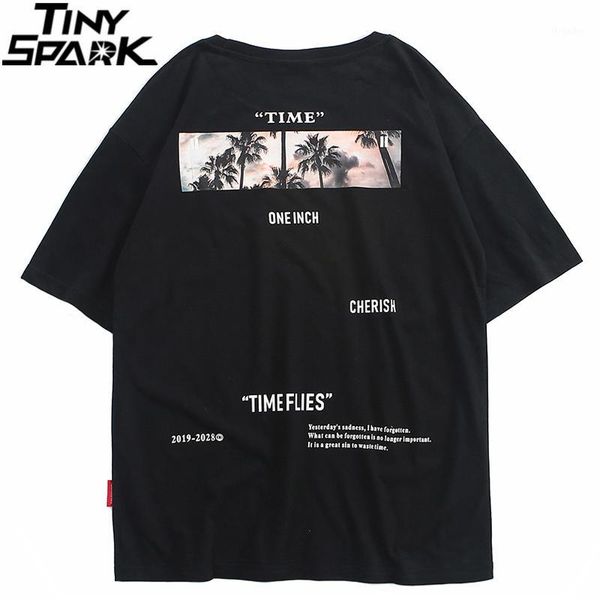 

men's t-shirts hip hop t shirt men 2021 streetwear harajuku tshirt time flies print summer short sleeve t-shirt cotton fashion tees bl, White;black