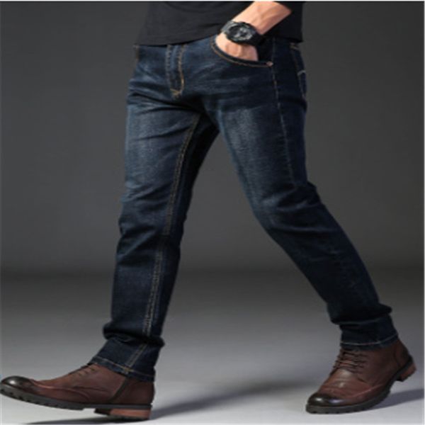 

jeans pants for men casual bussiness distrressed pants zipper fly new black fashion jeans men's long straight pants asain size 28-40, Blue