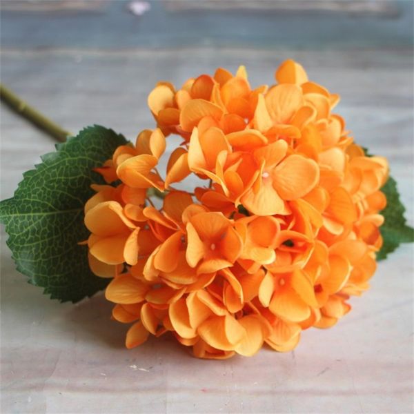 

party supplies artificial hydrangea flower head 47cm fake silk single real touch hydrangeas 8 color wedding centerpieces home flowers 154 g2