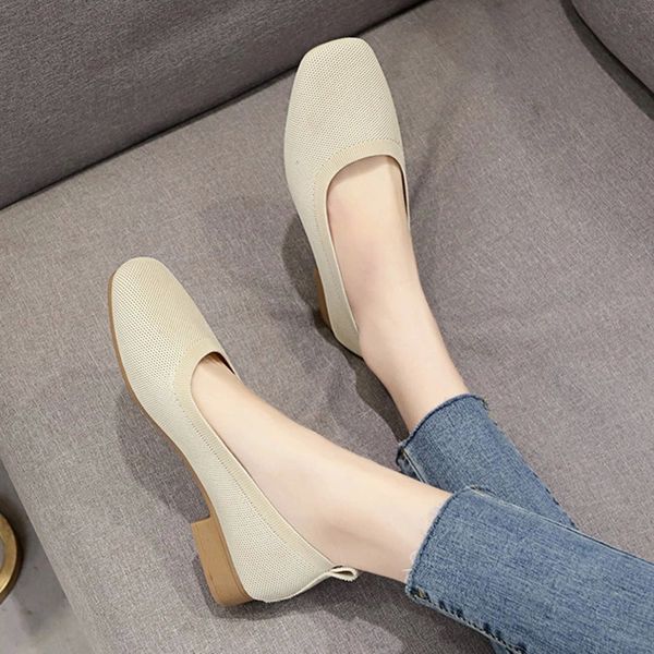 

ol office lady shoes low heels dress shoes stretch fabric boat woman square toe slip on black zapatos mujer 8055n #pf3z