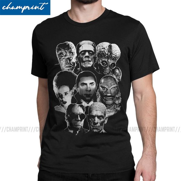 

men's universal monster gang the mummy frankenstein horror movie novelty short sleeve gift sport hooded sweatshirt hoodie men t shirt
