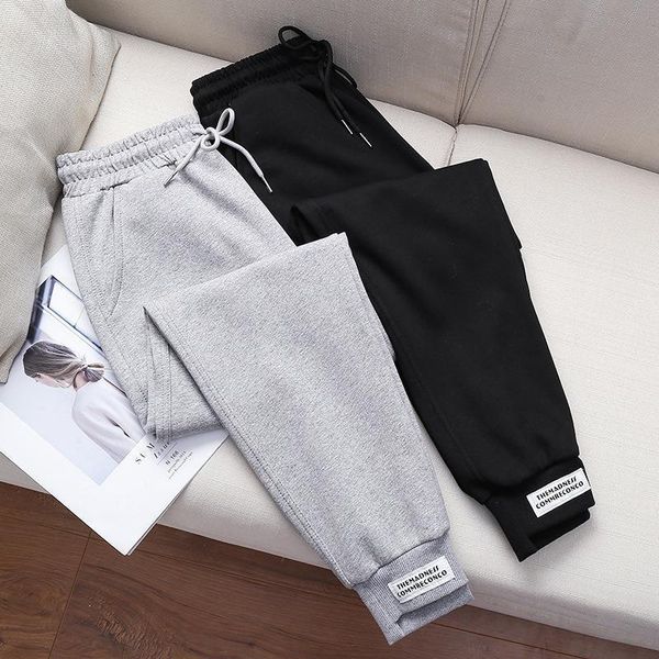 

pants women loose sweatpants casual cotton velvet trousers pocket high waist autumn leisure wholesale vestidos drop shipping, Black