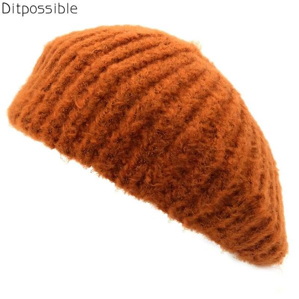 

ditpossible new knitted beret hats for women winter warm berets cap gorro wool hat, Blue;gray