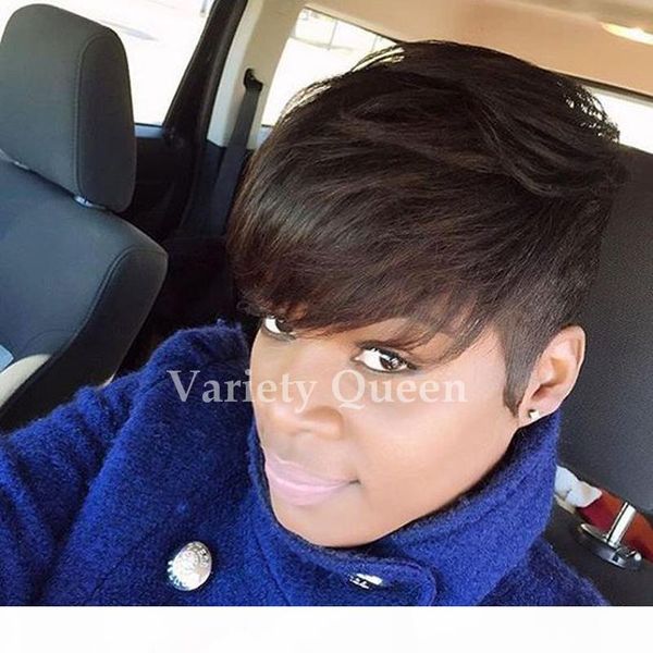 

human hair wigs glueless pixie cut short human hair wigs for african americans brazilian hair wigs new, Black;brown