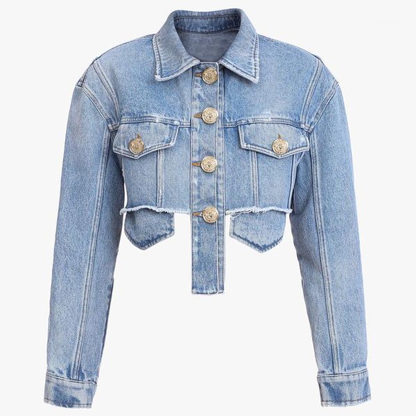 

quality 2021 high new fashion stylish runway designer women's tassel fringed crop denim short jacket1, Black;brown