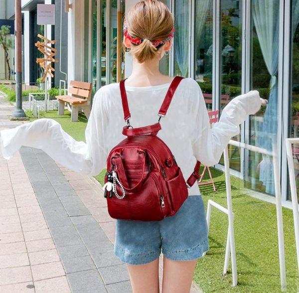 

2020 fashion solid color women backpack travel backpacks for teenage girls school portable shoulder bag bagpack