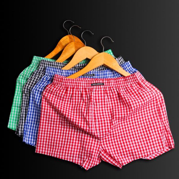 

men's underwear cotton striped plaid panties western style boxer arrow pants breathable in summer pajama shorts home pants, Black;white