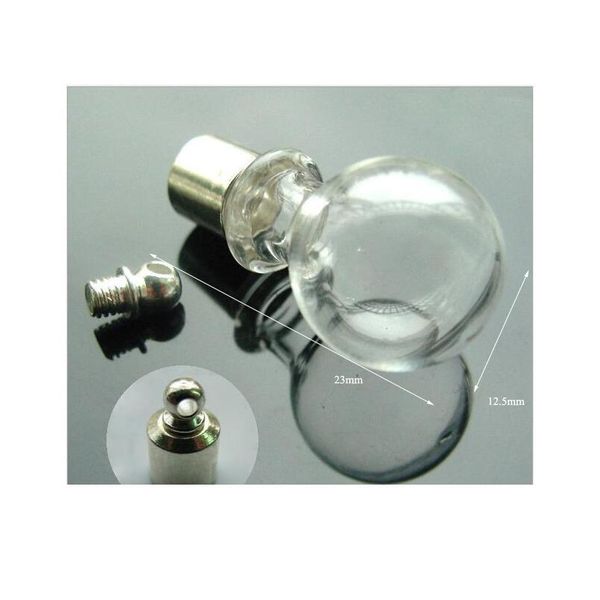

1piece copper screw cap glass vial pendant miniature wishing bottle clear oil charm name or rice art mini glass bott bbygzz, Black