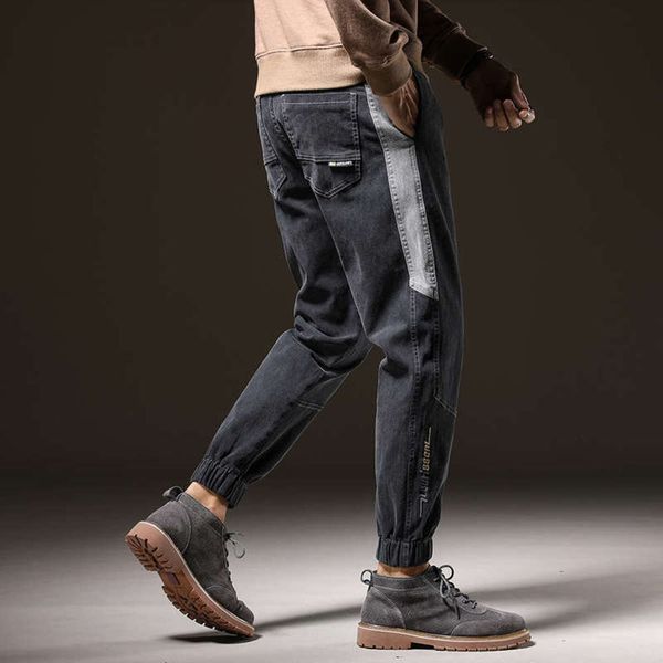 

jeans men's autumn and winter new straight tube loose trend korean versatile plush warm work clothes leg long leather pants for men, Black