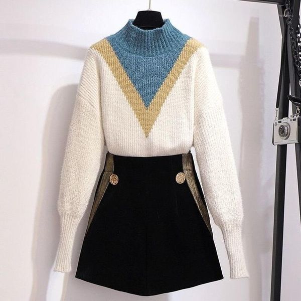 

women's plus size suit 100kg two-piece suit autumn new fashion shorts knitted thin sweater two-piece woman1, Gray