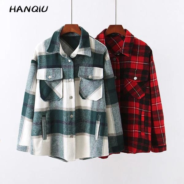 

2020 vintage plaid jacket women coats and jackets streetwear korean kawaii jackets coats oversized outerwear winter coat female1, Black;brown