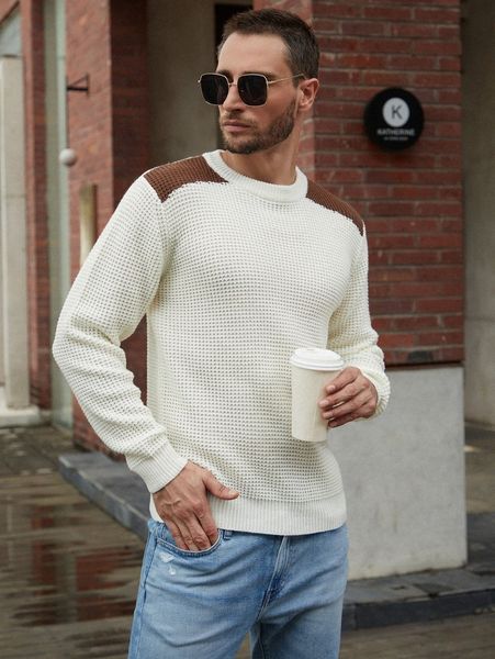 

men color block sweater q2mm#, White;black
