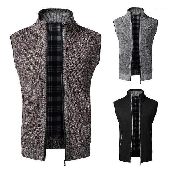 

fashion fleece sweater vests men casual knitted cardigan waistcoat mens windproof sleeveless jackets solid ropa de invierno1, Black;white