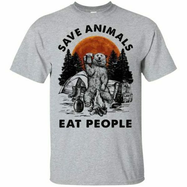 

camping bear save animals eat people men t-shirt s-3xl fashion tee shirt sport hooded sweatshirt hoodie