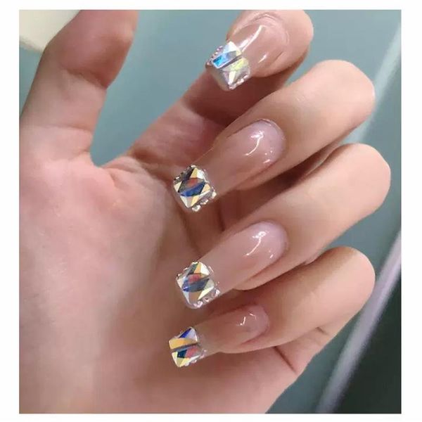 

nail ladder flat bottom drilling mesh red square mirage ab transparent water drill nail adornment mixing, Silver;gold