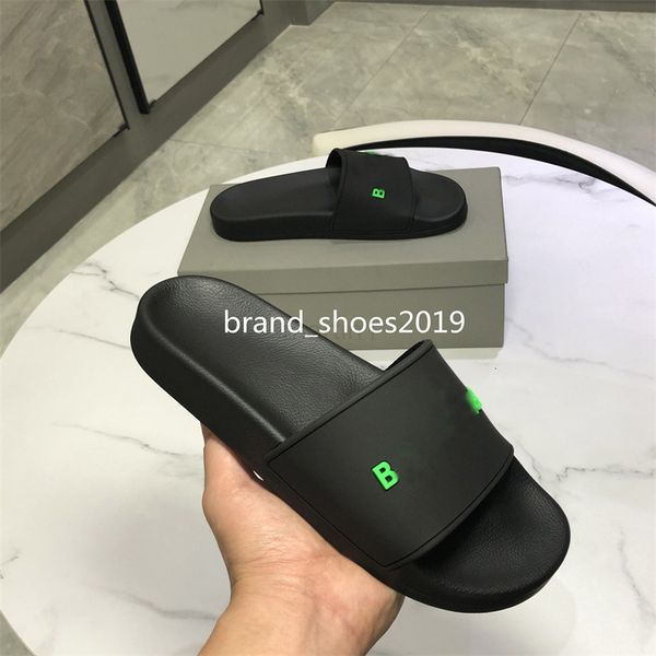 

mens ss slippers womens summer beach slide sandals comfort flip flops leather wide ladies chaussures shoes with box, Black