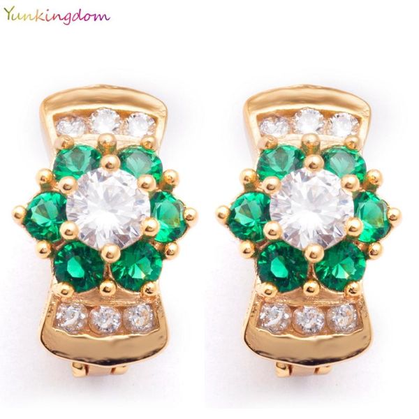 

yunkingdom fashion flower hoop earrings gold color 4 colors crystal hoop earrings for women, Golden;silver