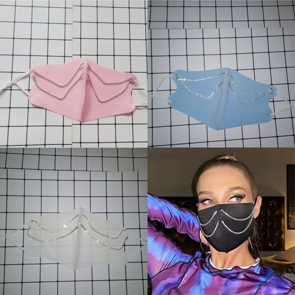 

splicing mask 2020 reusable crystal chain average size versatile protection rhinestone polychromatic lady mouth masks halloween 5 9yxb k2