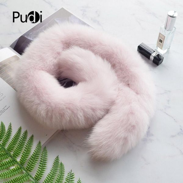 

scarves pudi sf823 real natural fur scarf 2021 brand winter autumn warm rings grey black white color, Blue;gray