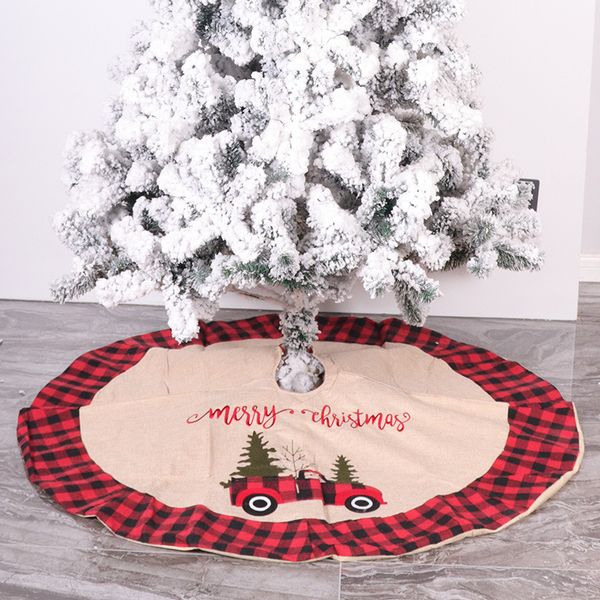 

wholesale selling burlap decoration red plaid christmas tree skirt for home/l/mall