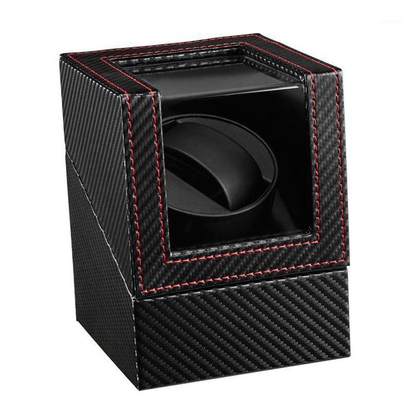 

watch boxes & cases fashion black brown automatic winder box high class leather storage holder display ultra quiet motor shaker1, Black;blue