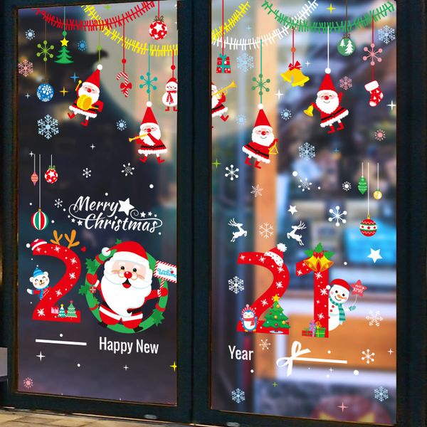 

2021 door decoration pendant layout clothing christmas glass shop scene window sticker new