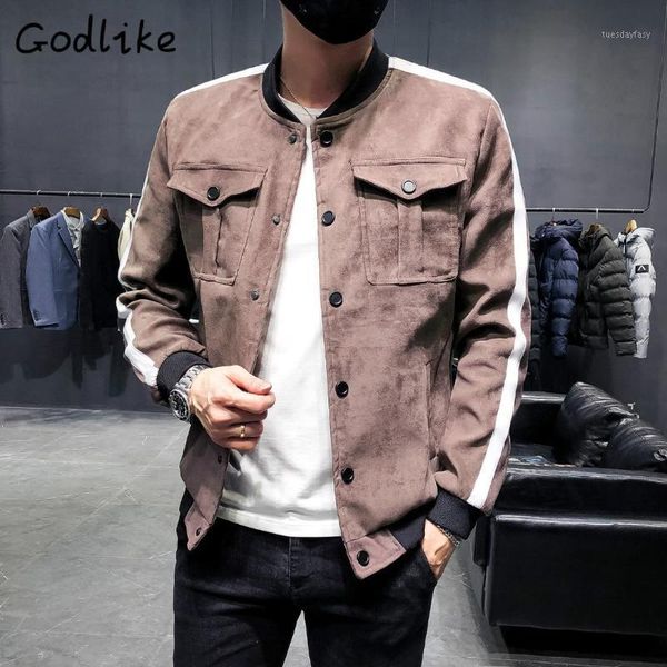 

men's jackets godlike 2021 spring fashion business casual wear long sleeve loose collage denim jacket coats1, Black;brown