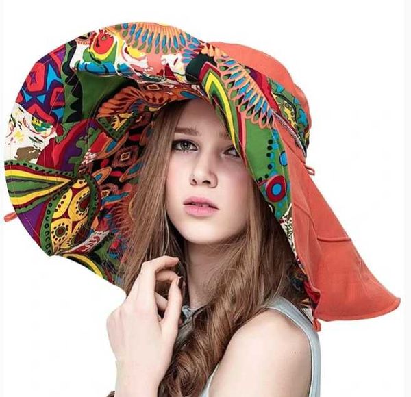 

wide brim hats ylwhjj 2021 fashion design flower big hat foldable brimmed sun summer for women uv protection, Blue;gray