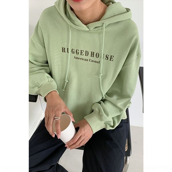 

zoeym hello new autumn beautber2020 elegant korean style letter printing long sleeve elegant hooded hello beautber2020 autumn new casual kor, Black