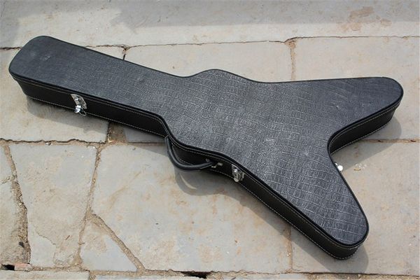 Custodia rigida / borsa per chitarra elettrica nera personalizzata in fabbrica per chitarra a forma di V, può essere personalizzata all'interno