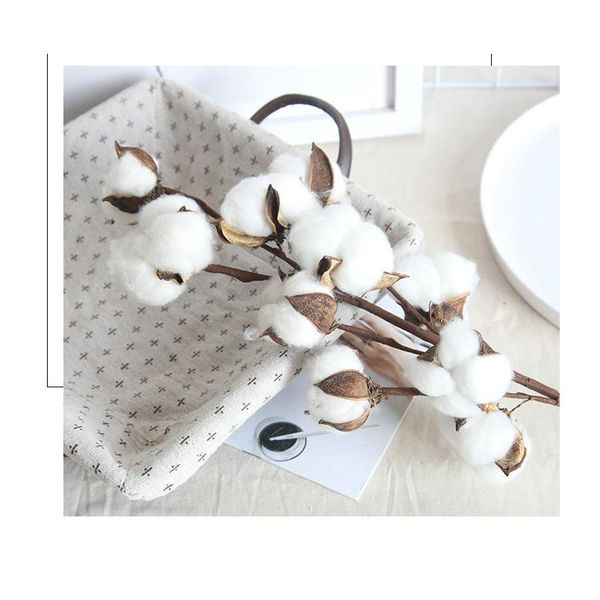 

9 heads dried cotton stems natural artificial flower decorative wedding home party living room lon wmtagb