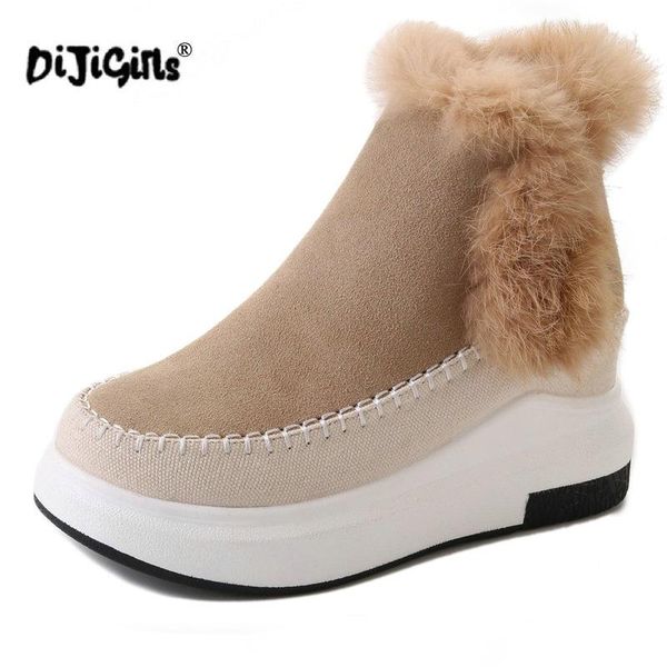 

женщины снега сапоги обувь женщина ботильоны lace-up warm winter fur плюшевые замша плоские каблуки botas mujer обувь груза падения, Black