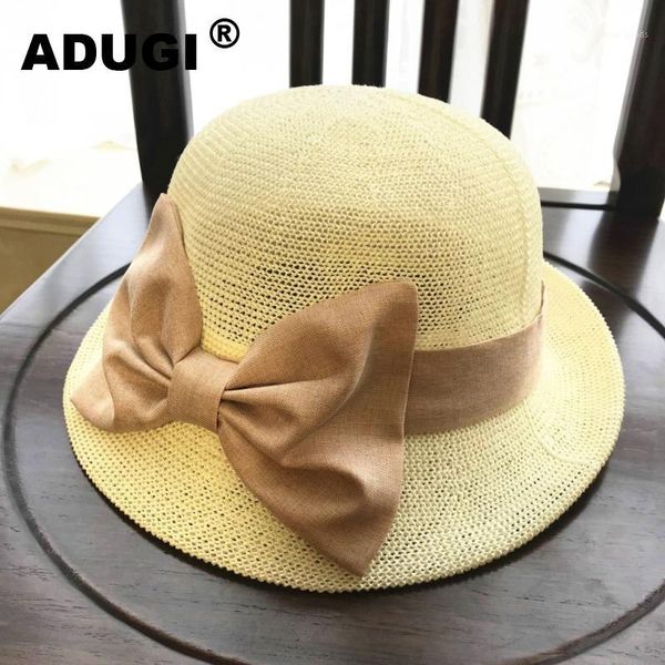 

wide brim hats adugi sun hat bow female korean version of the coastal side beach vacation sunscreen summer breathable1, Blue;gray