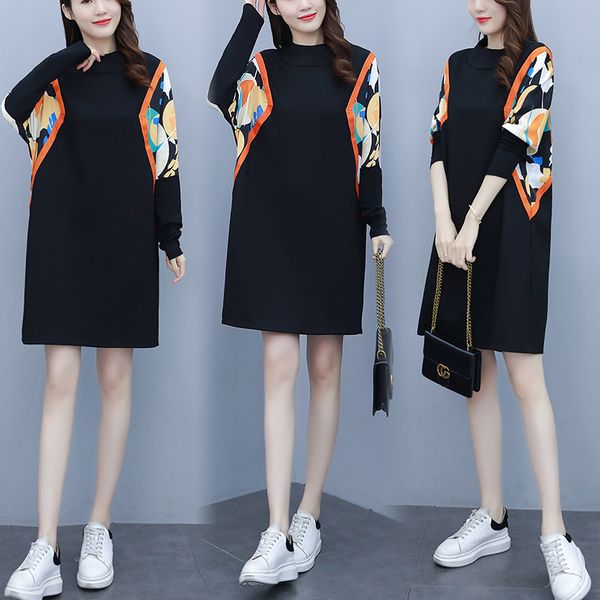 

womens large plus size 2021 dress casual skinny blouses loose sleeves long shirt clothes uiqw, Black;gray