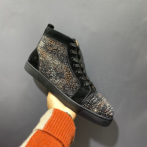 

the red bottom sneaker men rivets rock sneakers women martin boots junior spikes platform orlato boots luxurys designers shoes quality, Black