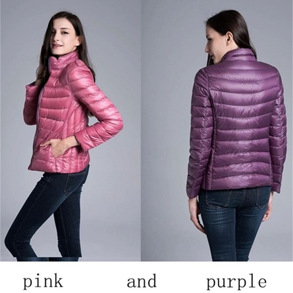 

2021 new ultra light down jacket women feather double side windbreaker reversible lightweight coat parks 8ewd, Black