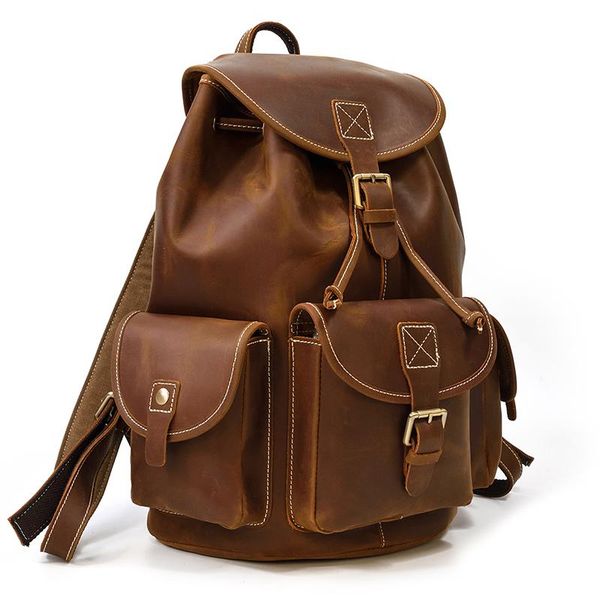 

maheu натуральная кожа bagpack мужчины стильные путешествия рюкзак мужчина женщины коровы кожаный рюкзак для школьного повседневного дня для