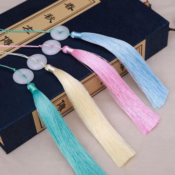 

5pc white jade peace buckle tassel diy keychain caps straps jewelry making charms curtain pendant craft accessories craft tassel h jllhnu
