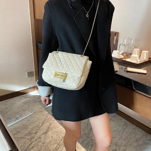 

cross body simply crossbody bags pu leather solid color simple messenger bag lady travel lattice chain satchel small handbags for women