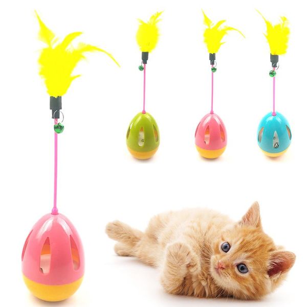 

1pcs cat toys make a cat stick feather with small bell natural like birds random color black colou sqcnom