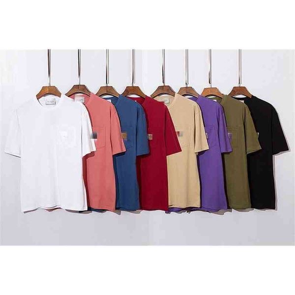 

2021 summer new simple carthart daily couple pocket tooling style short sleeve t-shirt 8260, White;black