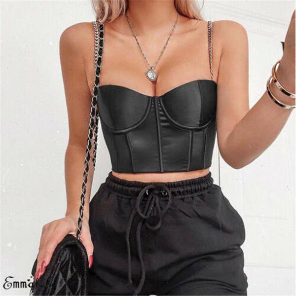 

fashion summer women chains sling sleeveless bra shaped black bustier crop vest tube tank tee shirt, White