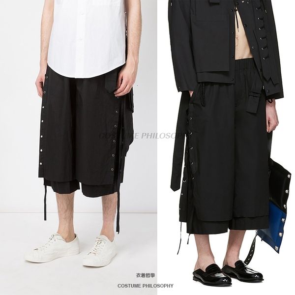 

2021 Original Homey New Style Men Will See Hand-sewn Multiple Layers of Dark Black Pants Loose Casual Pants. S-6xl!! 3TZ9