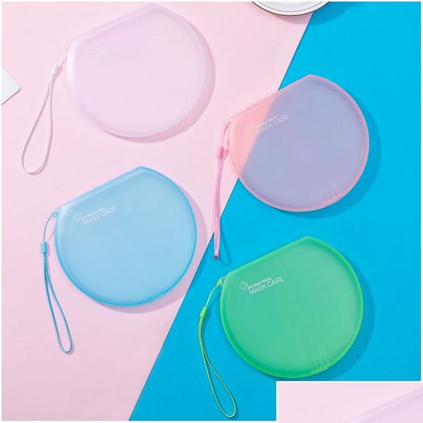 

storage box mask case circular organizer face masks holder frosting plastic black white blue transparent portable s sqctnf wphome