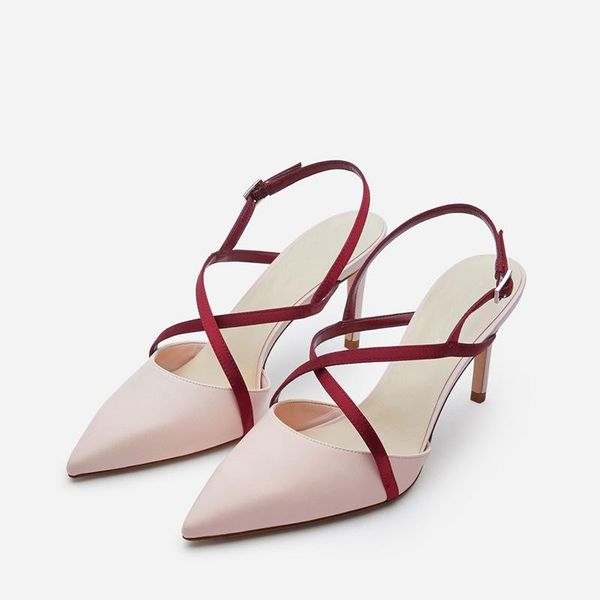 

cross band closed toe sandals women mixed colors flip flops stiletto high heels gladiator sandalias pointed toe party shoes, Black