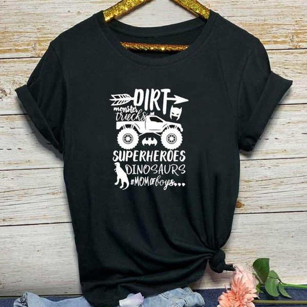 

dirt superheroes letter print t shirt women short sleeve o neck loose tshirt 2021 summer women tee shirt camisetas mujer, White