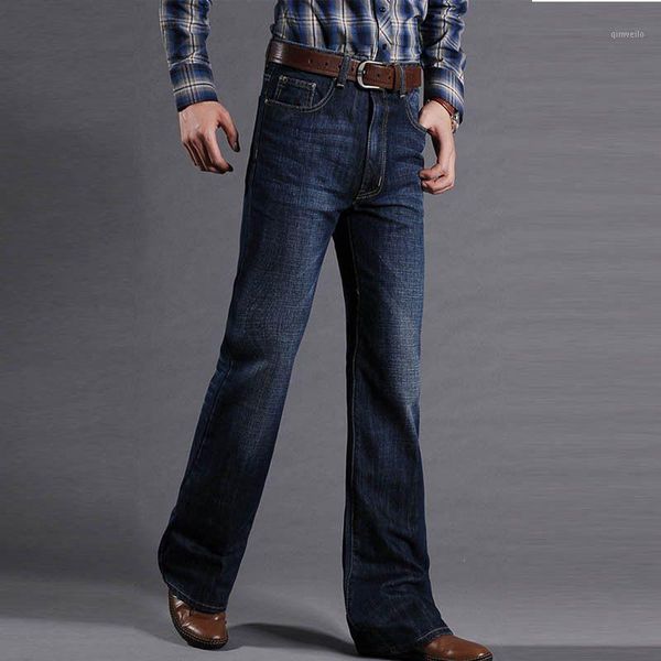 

mens slim fit flare jeans male designer classic denim pants male casual business boot cut jean pants 1012021, Blue