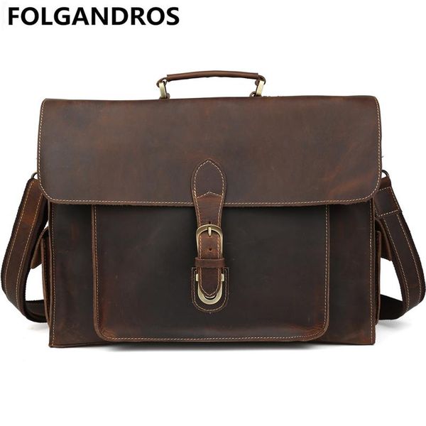 

briefcases folgandros 2021 vintage briefcase crazy horse leather business handbag lapnotebook document bag men's cowhide shoulder