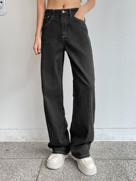 

dazy slant pockets boyfriend jeans h1oh#, Blue