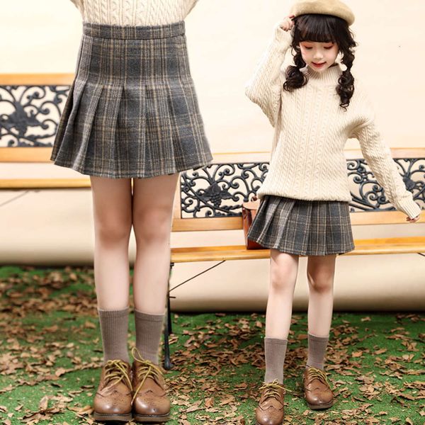 

2021 new spring drs tweed children's pleated girl's plaid skirt medium large, Blue
